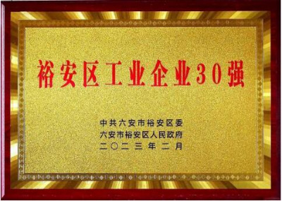 安徽六安裕安區(qū)工業(yè)企業(yè)30 強(qiáng)